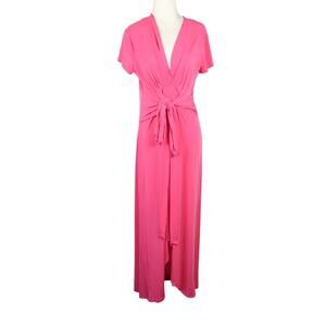 MICHAEL Michael Kors Pink Jersey Tie Front Maxi Dress Large